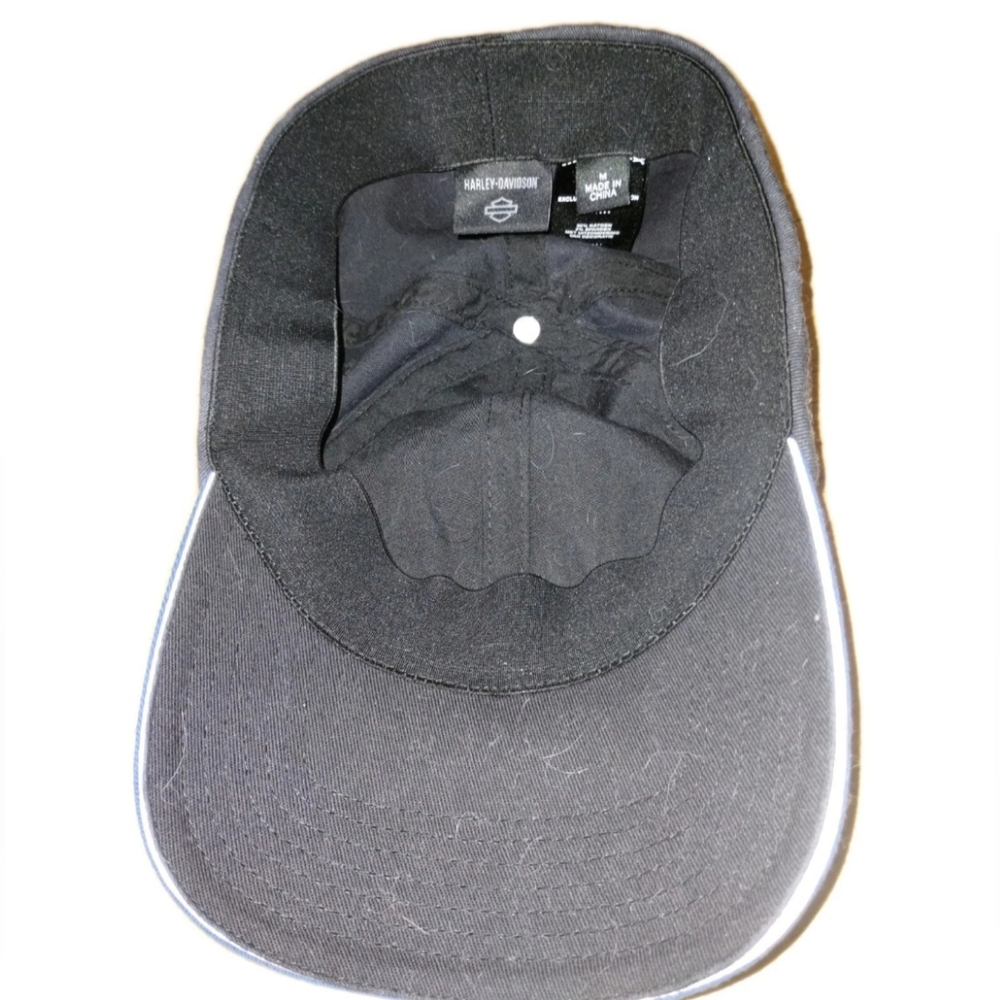 Harley Davidson Stretch Baseball Hat Medium Black/Blue, Patch Logo, Reflective - Picture 2 of 4